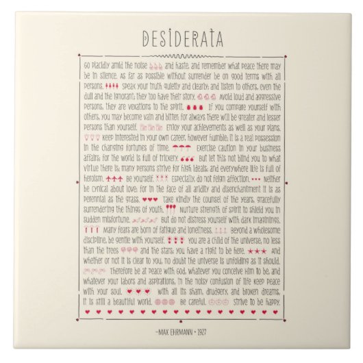 Carreau Poème inspiré de desiderata (Devant)