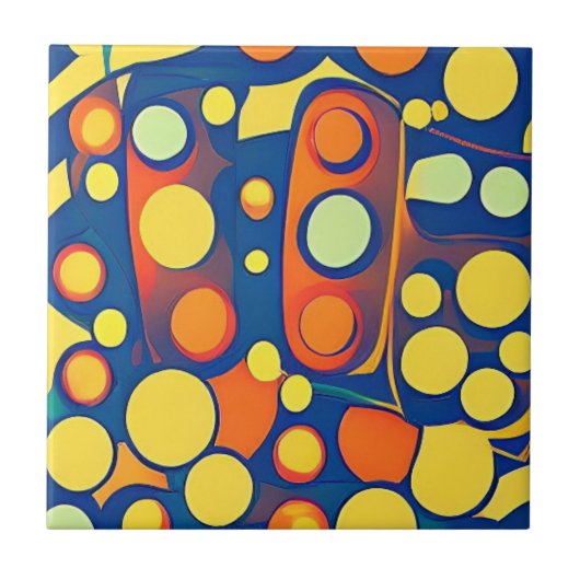 Carreau Point jaune feu stop art abstrait (Devant)