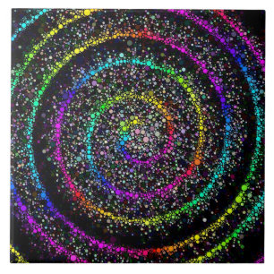 Carreau Point noir et arc-en-ciel moderne en spirale