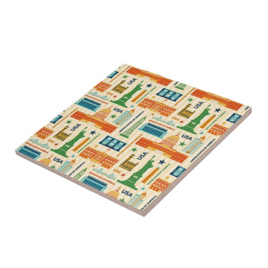 Carreau Points de repère des Etats-Unis d'Amérique (Côté)