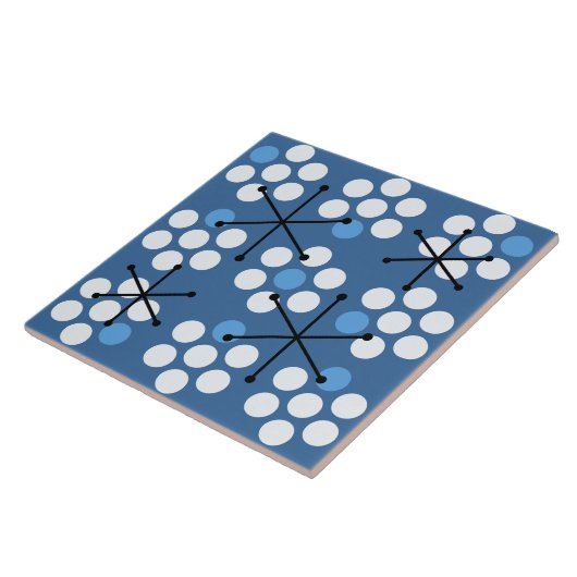 Carreau Points MCM du milieu du siècle rétro bleu (Côté)