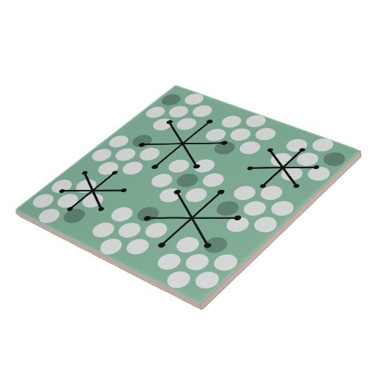 Carreau Points MCM du milieu du siècle rétro Sage Green (Côté)