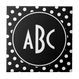 Carreau Points noirs et blancs monogrammés