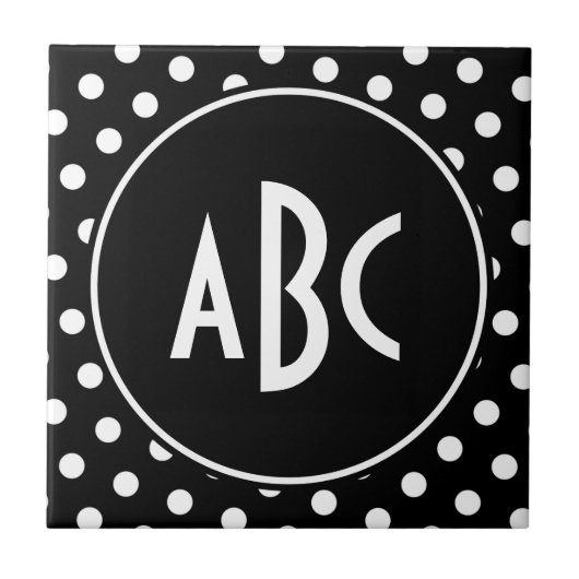 Carreau Points noirs et blancs monogrammés (Devant)