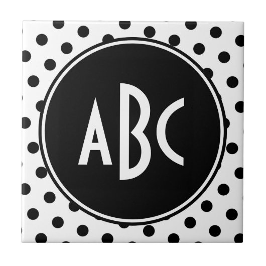 Carreau Points noirs et blancs Monogrammés (Devant)