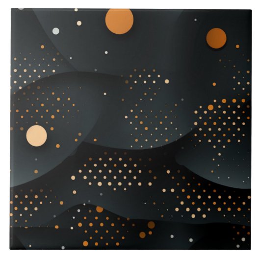 Carreau Points orange vibrant, Cercles noirs dynamiques (Devant)