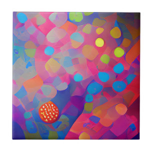 Carreau Points psychédéliques multicolores cercles fuschia