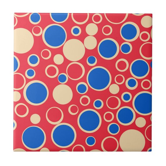 Carreau Points Rouge Et Bleu Sur Rouge (Devant)