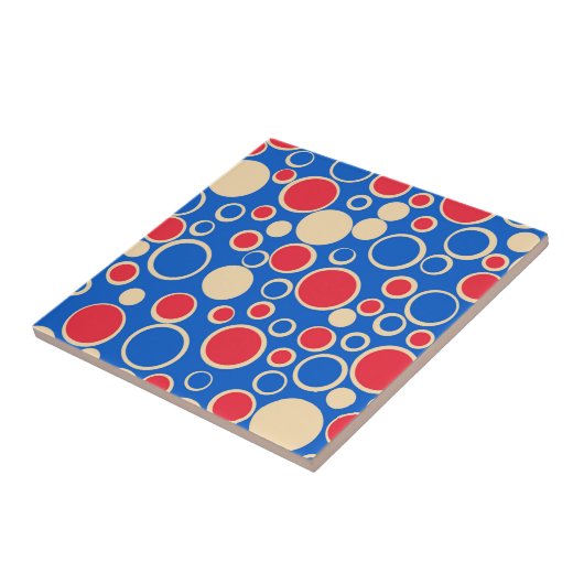 Carreau Points Rouges Et Bleus Sur Fond Bleu (Côté)
