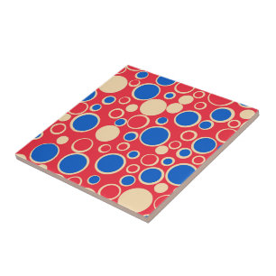 Carreau Points Rouges Et Bleus Sur Rouge