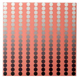 Carreau Points satinés - corail et étain