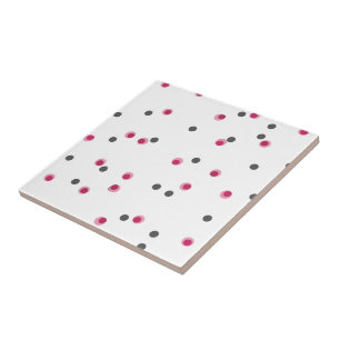 Carreau points vintage rose et gris