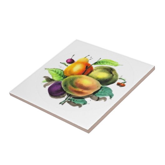 Carreau Poire d'art aux fruits, Pomme verte, Plum Backspla (Côté)