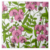 Carreau Pois doux et bourdons, rose, vert et blanc (Devant)