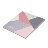 Carreau Pois géométrique élégant de rayures en pastel (Côté)