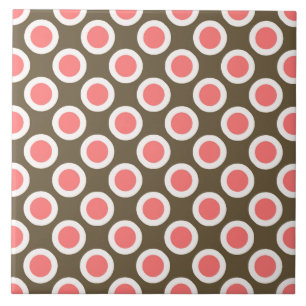 Carreau Pois tournés, taupe et corail rose