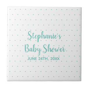 Carreau Pois Turquoise Bleu Blanc Garçon Baby shower fille