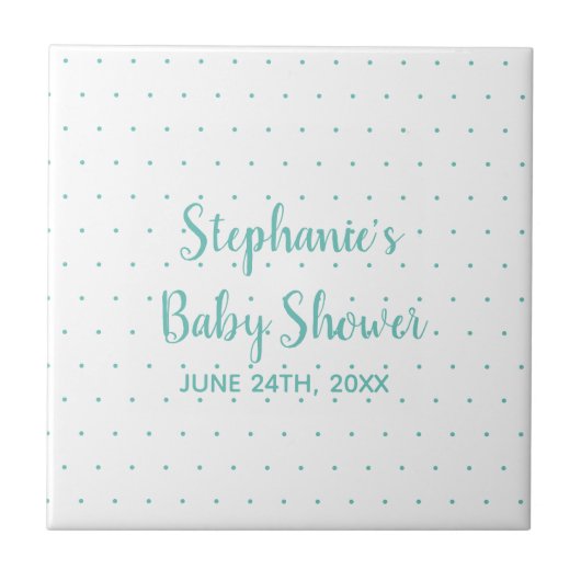 Carreau Pois Turquoise Bleu Blanc Garçon Baby shower fille (Devant)