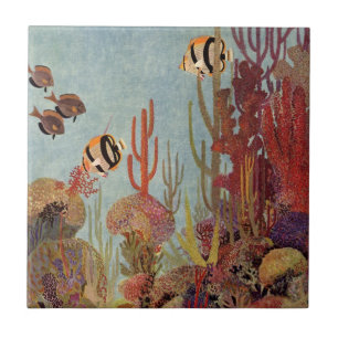 Carreau Poisson ange dans le corail, poissons tropicaux vi