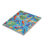 Carreau Poisson Aquarelle tropicale Corail Reef (Côté)