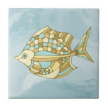 Carreau Poisson Art bleu Nautique<br><div class="desc">Cette conception a été créée par art numérique. Elle peut être personnalisée en cliquant sur le bouton personnaliser et en modifiant la couleur, en ajoutant un nom, des initiales ou vos mots préférés. Contactez-moi à l'adresse colorflowcreations@gmail.com si vous souhaitez que ce design soit disponible sur un autre produit. Achetez ma...</div>