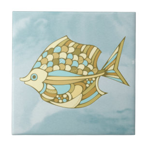 Carreau Poisson Art bleu Nautique
