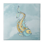 Carreau Poisson Art Blue Mosaic Nautique<br><div class="desc">Cette conception a été créée par art numérique. Elle peut être personnalisée en cliquant sur le bouton personnaliser et en modifiant la couleur, en ajoutant un nom, des initiales ou vos mots préférés. Contactez-moi à l'adresse colorflowcreations@gmail.com si vous souhaitez que ce design soit disponible sur un autre produit. Achetez ma...</div>