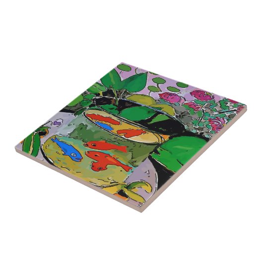 Carreau Poisson bleu dans le bol (Côté)