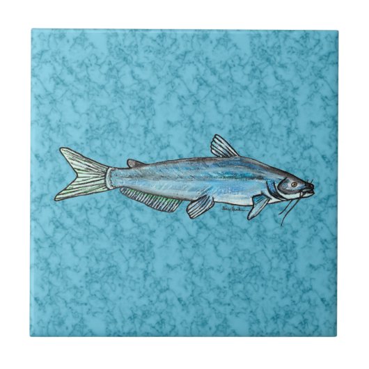 Carreau Poisson-chat bleu (Devant)