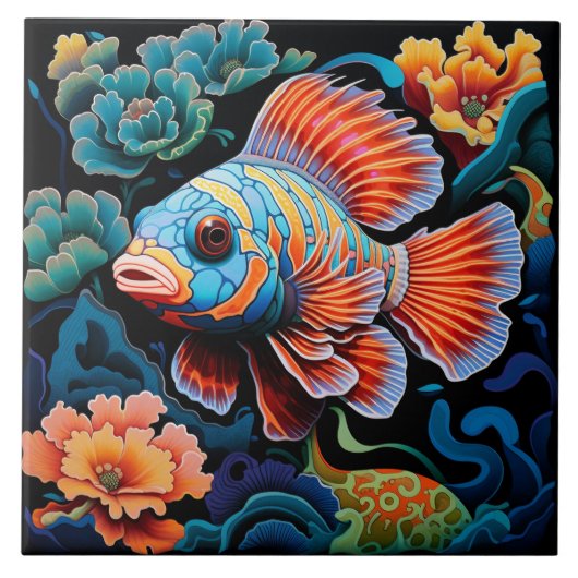 Carreau Poisson coloré exotique (Devant)