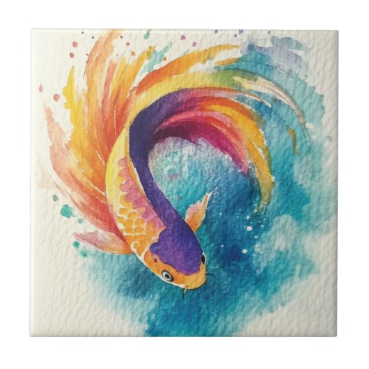 Carreau Poisson coloré Koi (Devant)