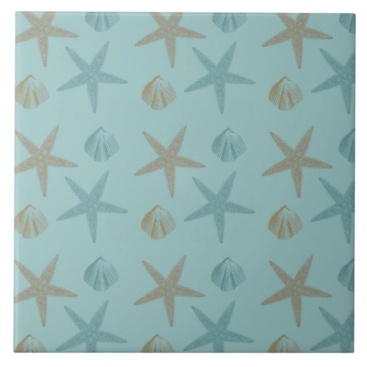Carreau Poisson étoilé et coquilles (Devant)