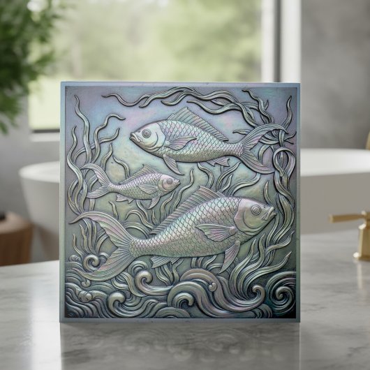 Carreau Poisson iridescent métallique ID1223