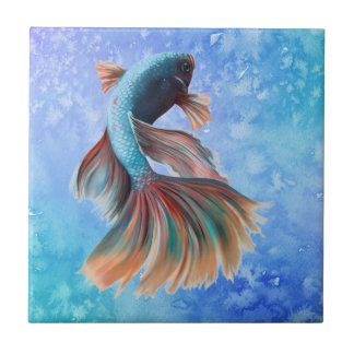 Carreau Poisson irrégulier en bleu