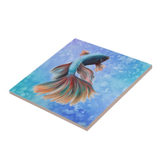 Carreau Poisson irrégulier en bleu (Côté)