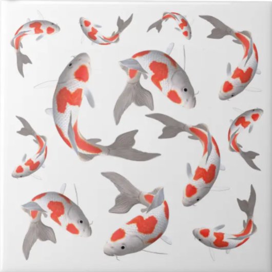 Carreau Poisson japonais Koi orange et blanc asiatique sty