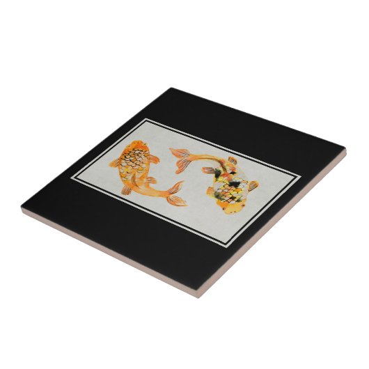 Carreau Poisson Koi Or élégant (Côté)