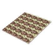 Carreau Poisson moderne du milieu du siècle, brun et jaune (Côté)