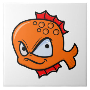 Carreau Poisson Rouge Drôle et En colère