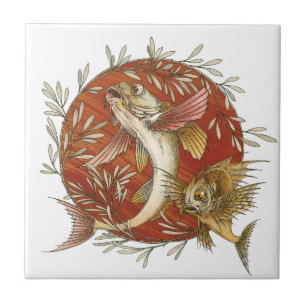 Carreau Poisson volant japonais vintage et Bambou Art Feui
