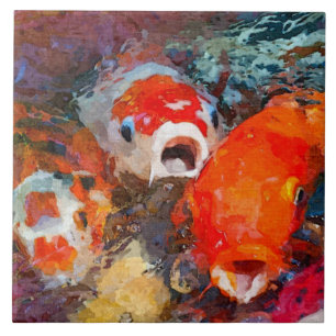 Carreau Poissons colorés de Koi