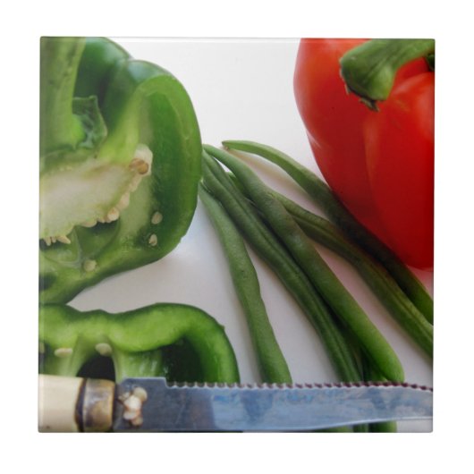 Carreau Poivrons verts et rouges avec haricots (Devant)