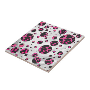 Carreau Polka Dot Cow Hot Rose et Black Print