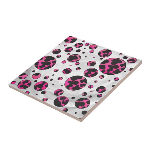 Carreau Polka Dot Cow Hot Rose et Black Print (Côté)
