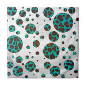 Carreau Polka Dot Cow Impression Brown et Turquoise (Devant)