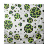 Carreau Polka Dot Leopard noir et vert (Devant)
