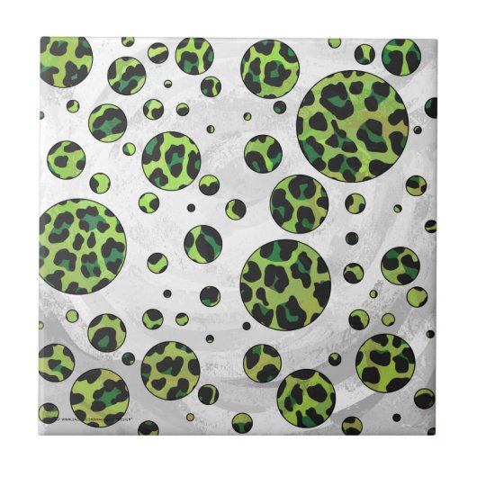 Carreau Polka Dot Leopard noir et vert (Devant)