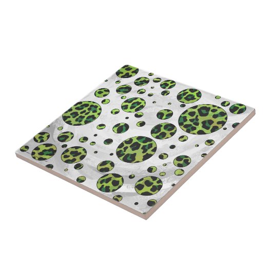 Carreau Polka Dot Leopard noir et vert (Côté)