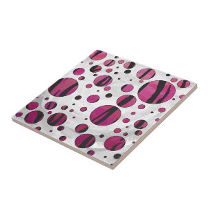 Carreau Polka Dot Tiger rose chaud et noir