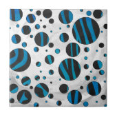 Carreau Polka Dot Zebra Motif noir et bleu (Devant)